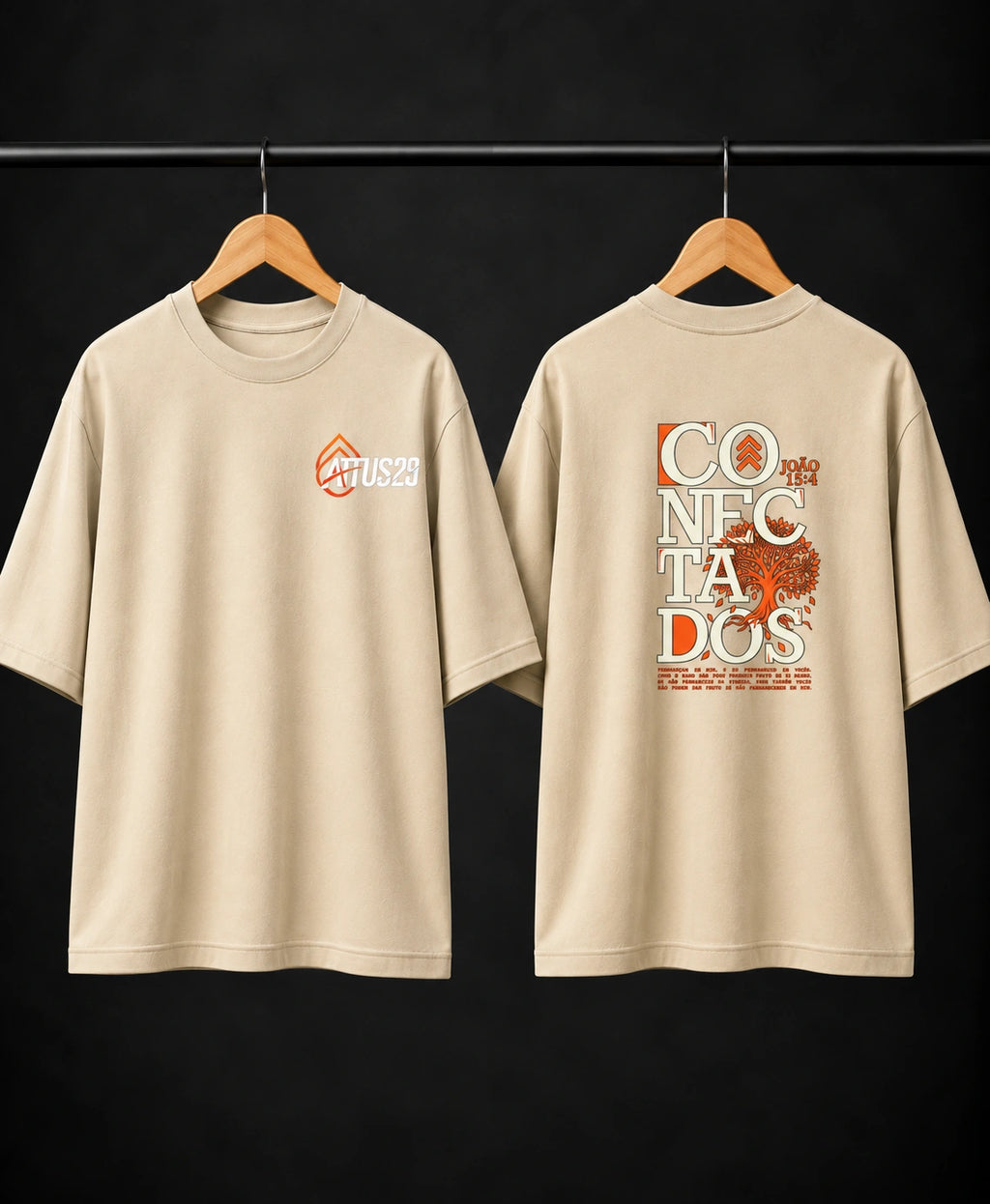 Men’s Beige Graphic Oversized T-Shirt – Drop Shoulder Streetwear Tee