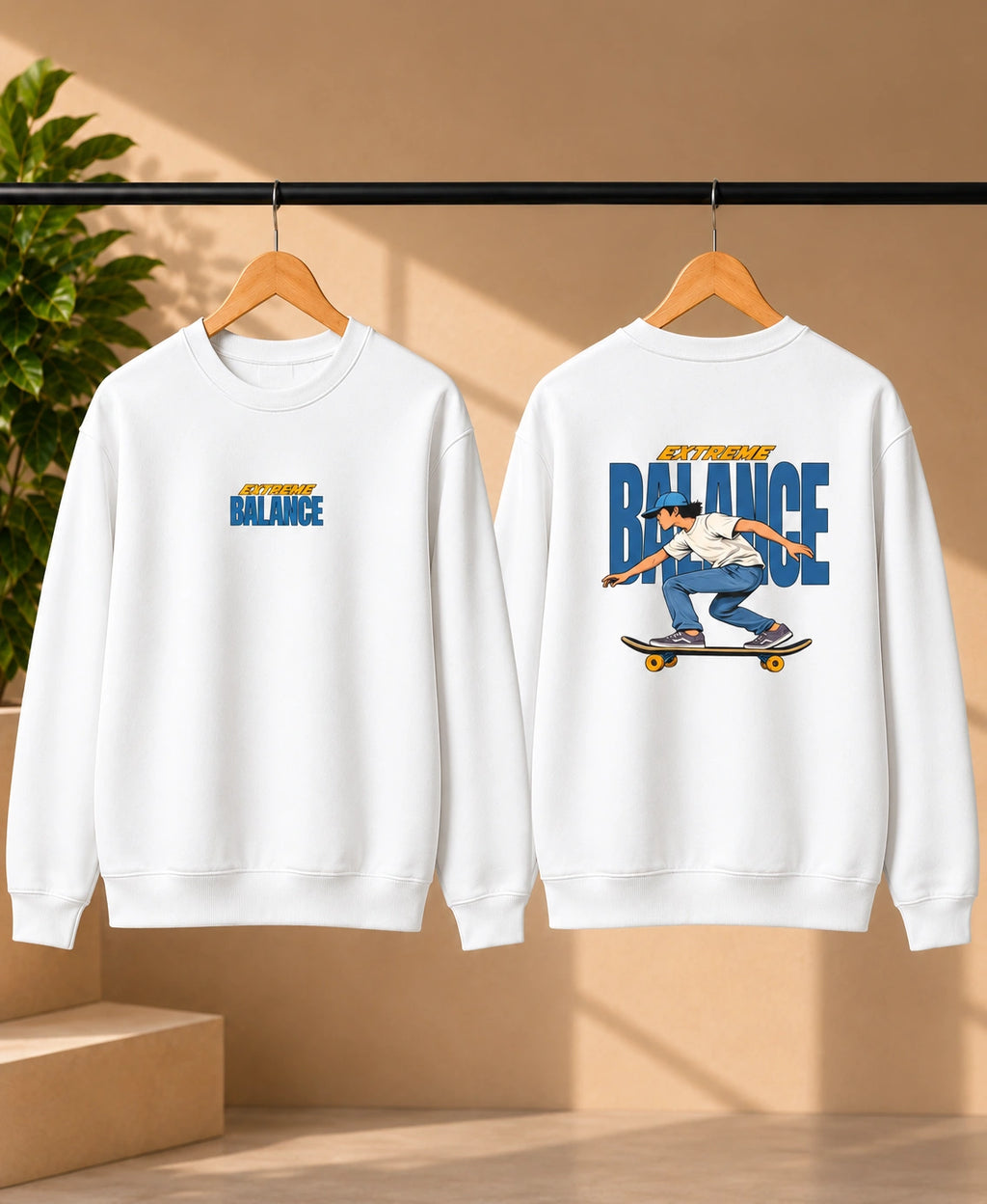 Men’s Navy Blue Extreme Balance Graphic Sweatshirt – Front & Back Print