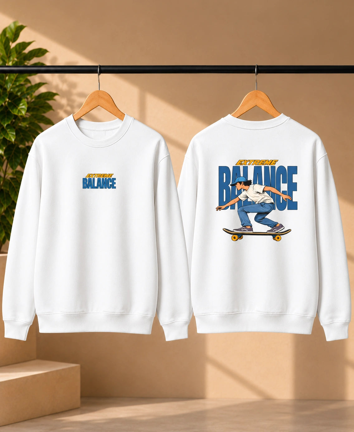 Men’s Navy Blue Extreme Balance Graphic Sweatshirt – Front & Back Print