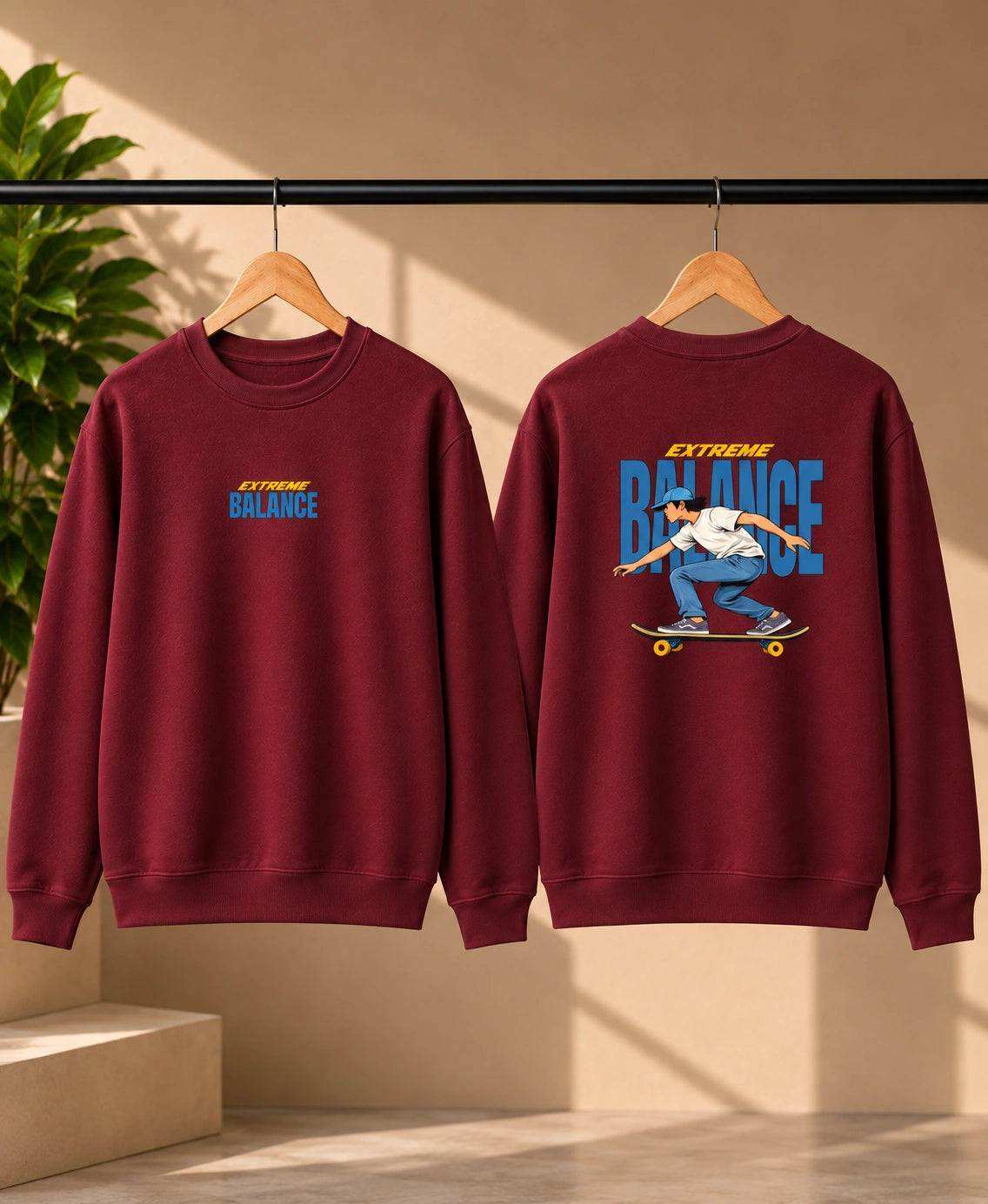 Men’s Navy Blue Extreme Balance Graphic Sweatshirt – Front & Back Print