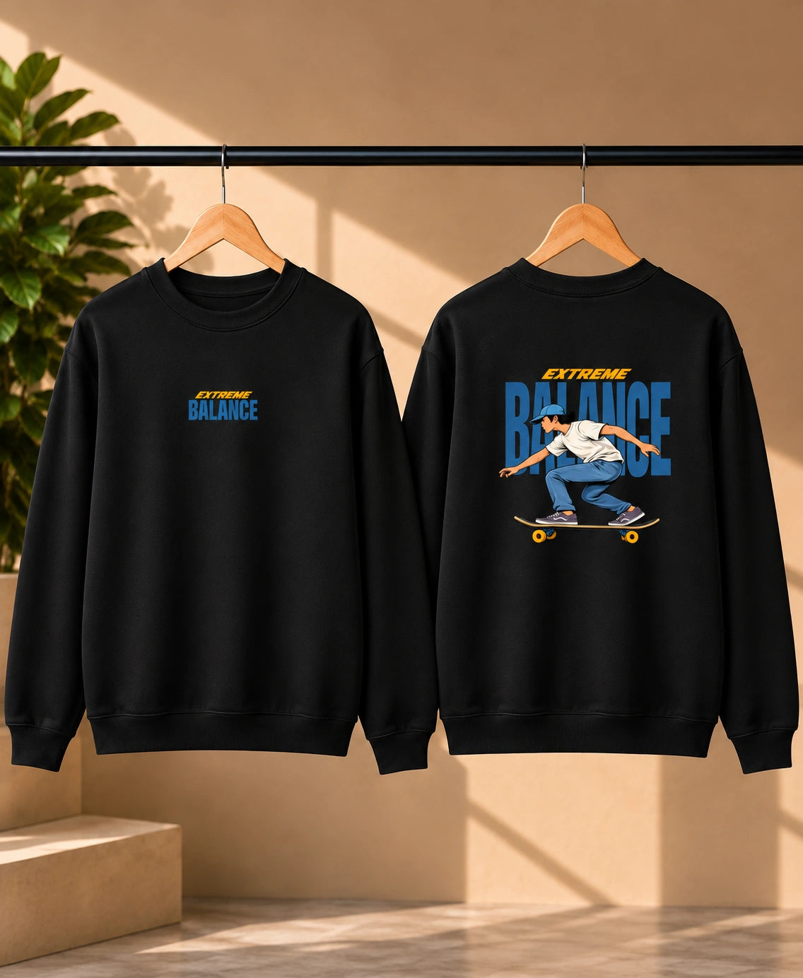 Men’s Navy Blue Extreme Balance Graphic Sweatshirt – Front & Back Print