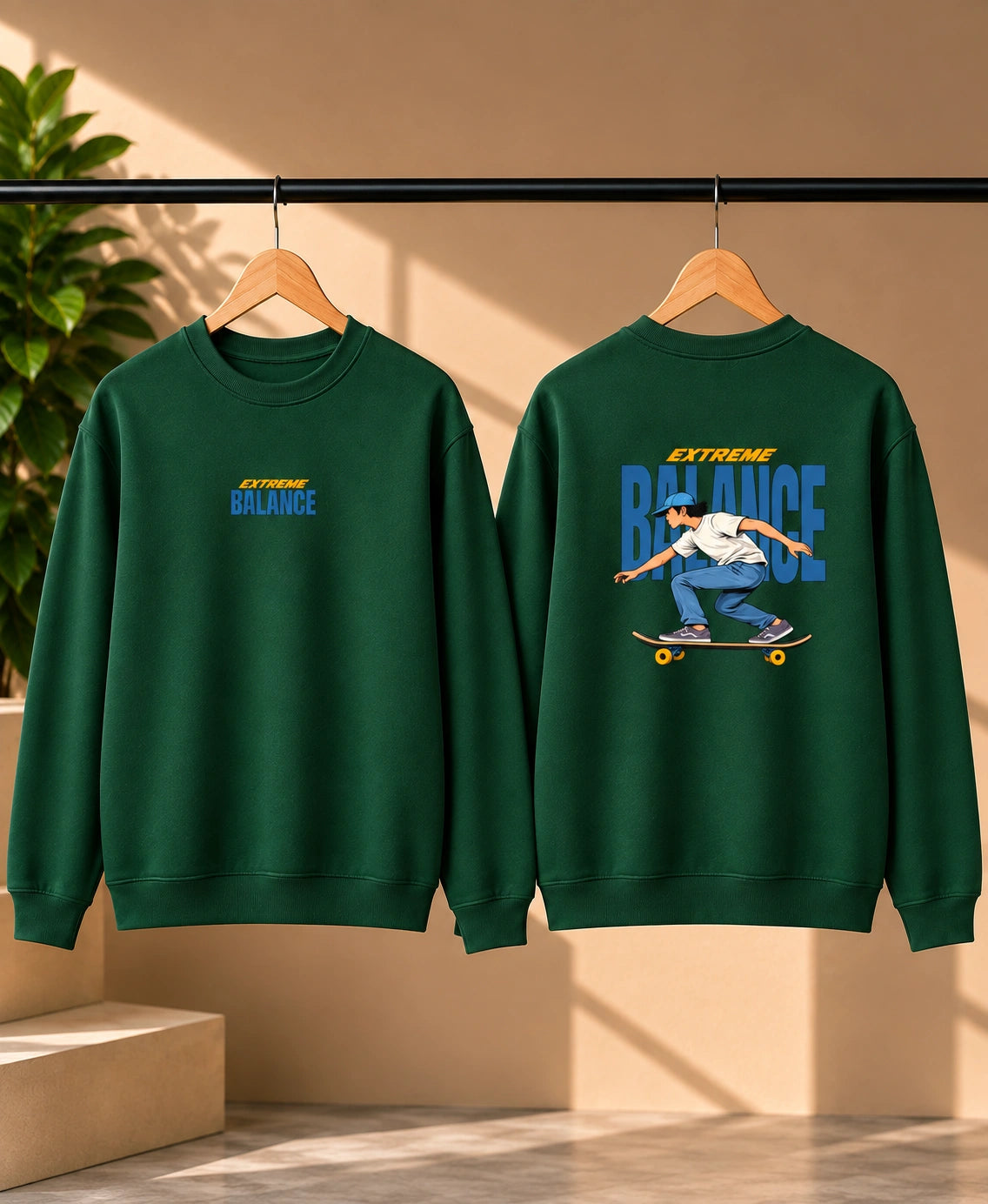 Men’s Navy Blue Extreme Balance Graphic Sweatshirt – Front & Back Print