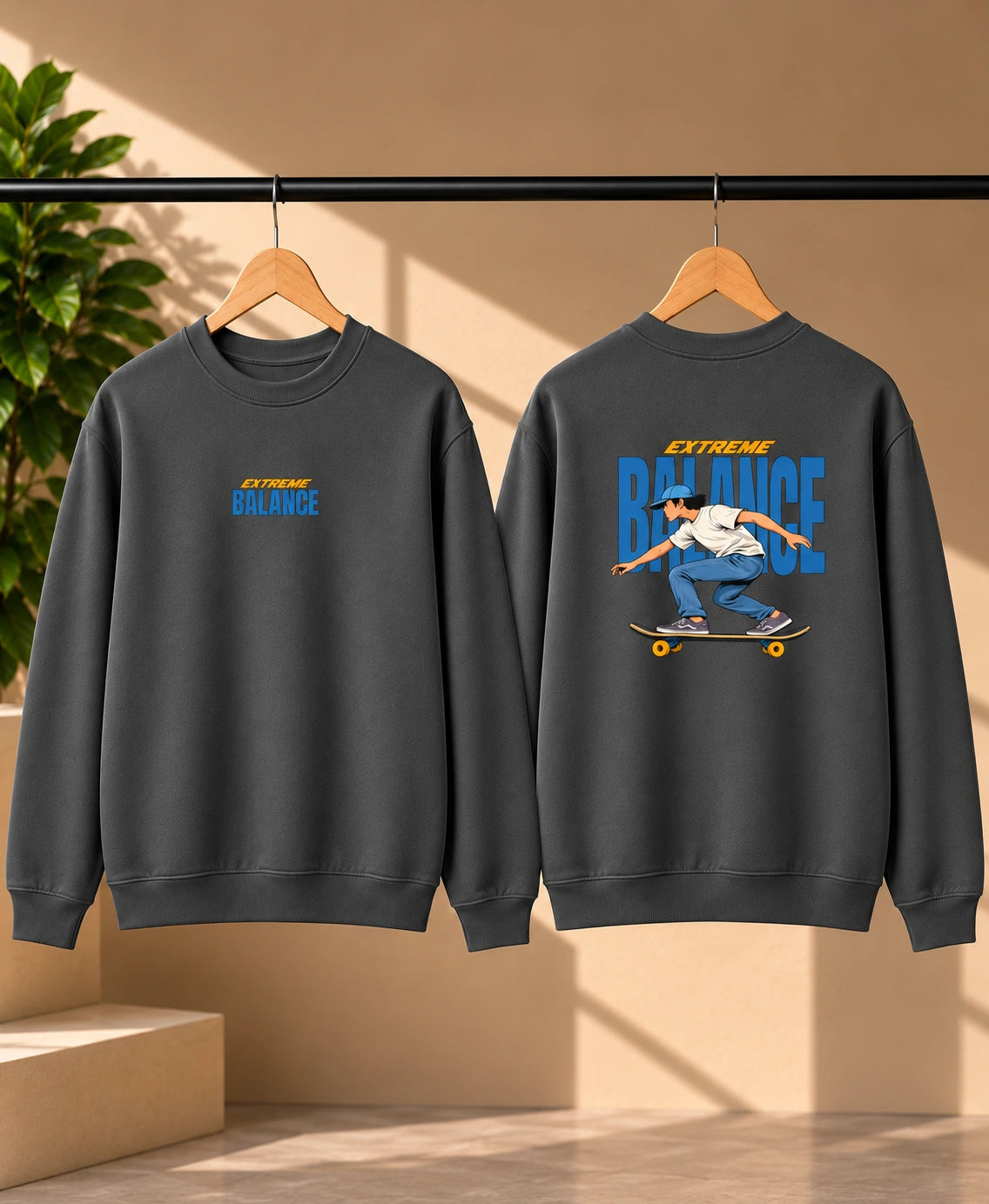 Men’s Navy Blue Extreme Balance Graphic Sweatshirt – Front & Back Print