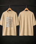 Men’s Brown “Believe in Yourself” Graphic Oversized T-Shirt – Premium Streetwear Tee