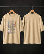 Men’s Brown “Believe in Yourself” Graphic Oversized T-Shirt – Premium Streetwear Tee
