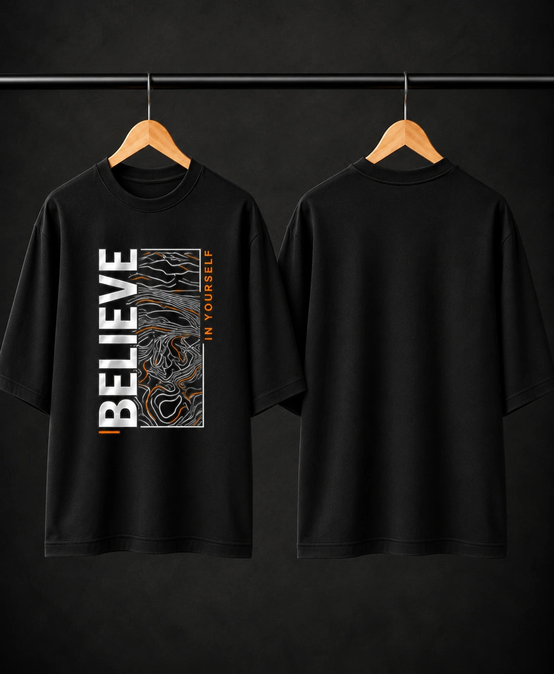 Men’s Brown “Believe in Yourself” Graphic Oversized T-Shirt – Premium Streetwear Tee