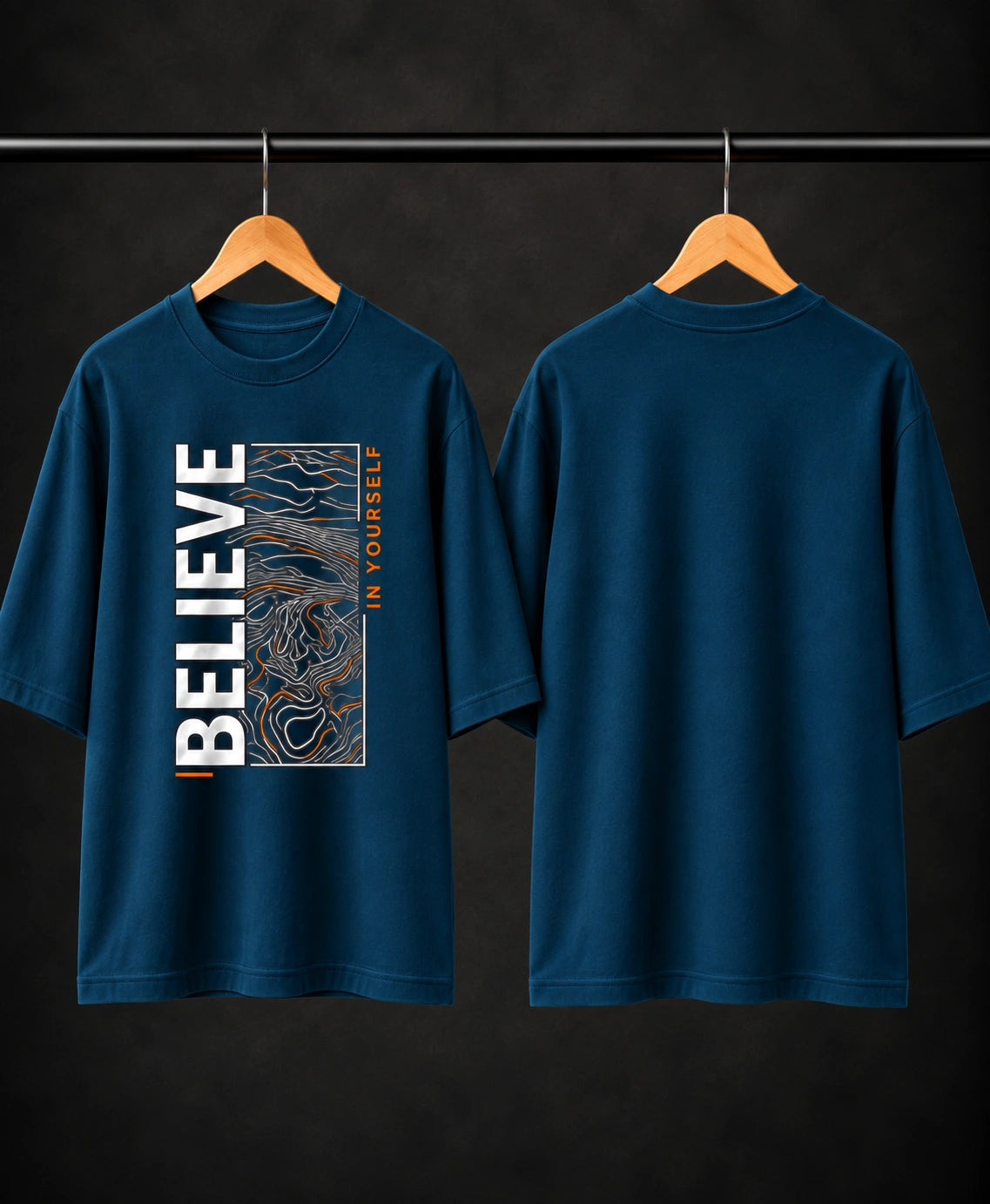 Men’s Brown “Believe in Yourself” Graphic Oversized T-Shirt – Premium Streetwear Tee