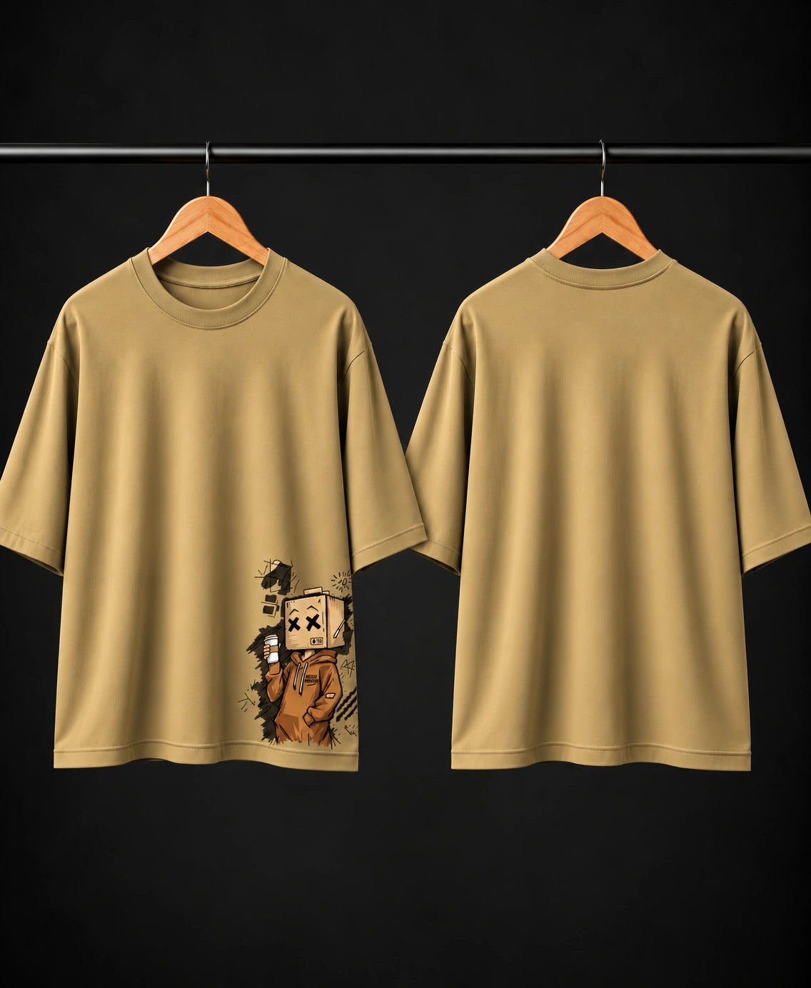 Men’s Dusty Rose Oversized Graphic T-Shirt – Box Head Streetwear Printed Tee