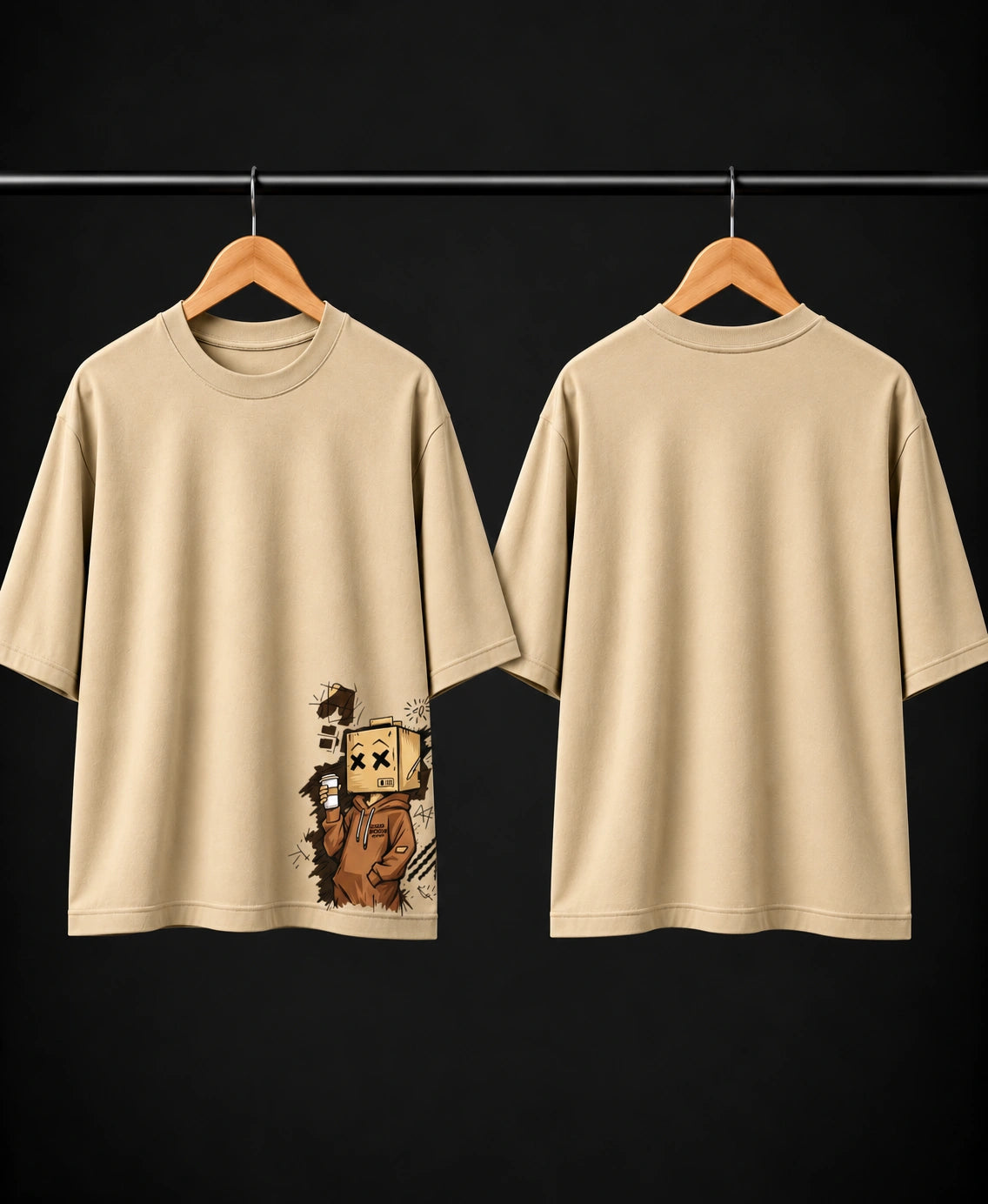 Men’s Dusty Rose Oversized Graphic T-Shirt – Box Head Streetwear Printed Tee