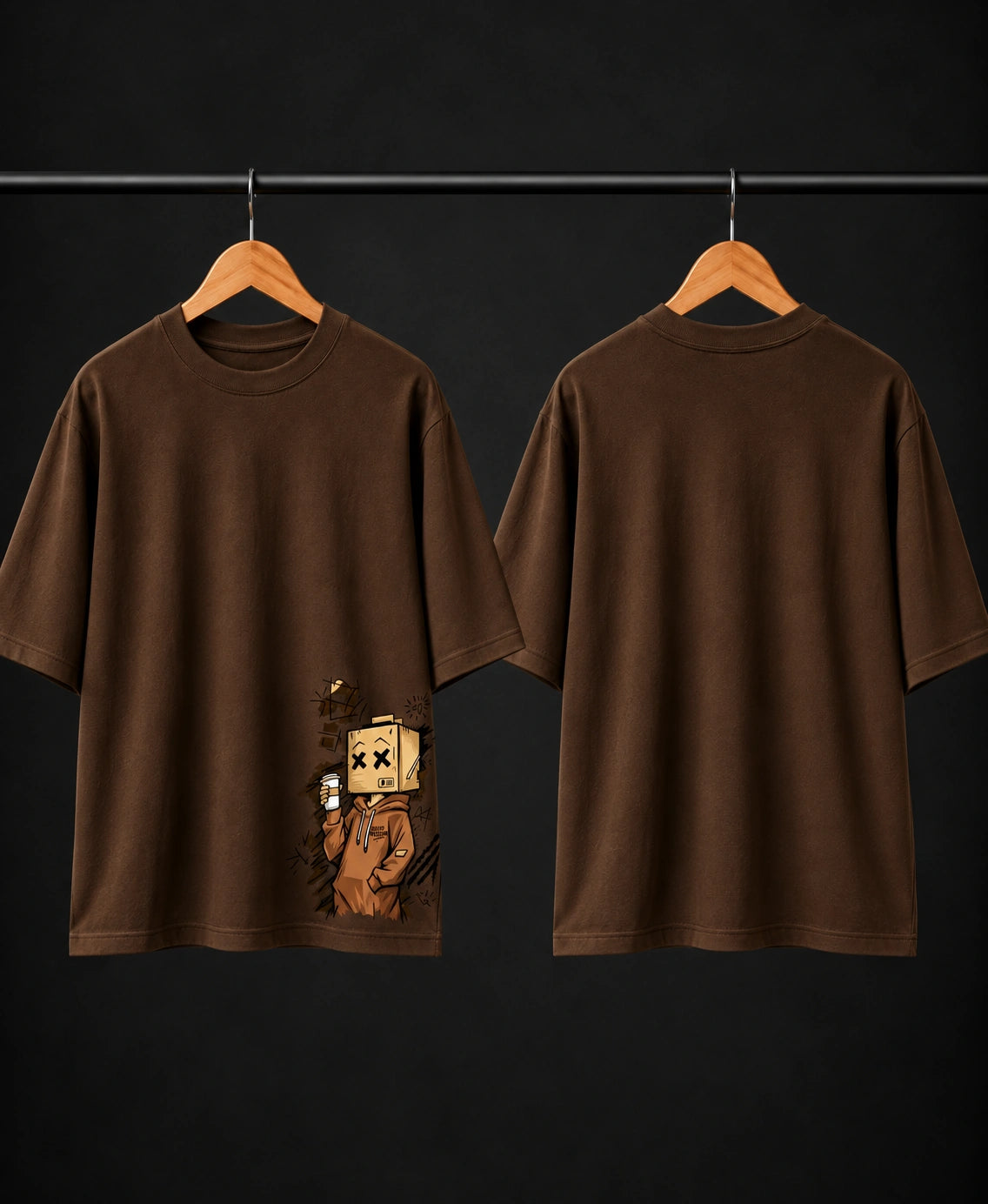 Men’s Dusty Rose Oversized Graphic T-Shirt – Box Head Streetwear Printed Tee