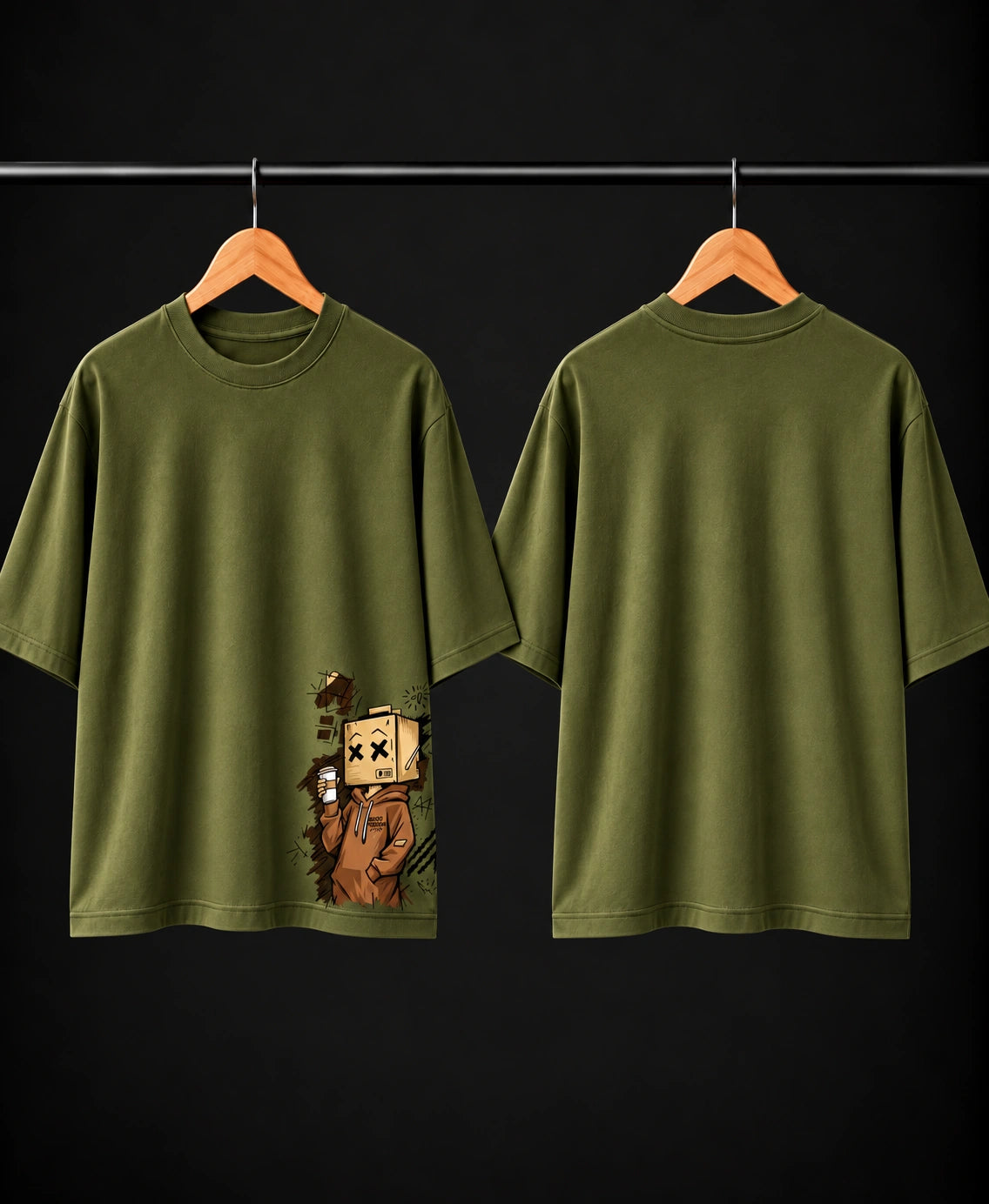 Men’s Dusty Rose Oversized Graphic T-Shirt – Box Head Streetwear Printed Tee