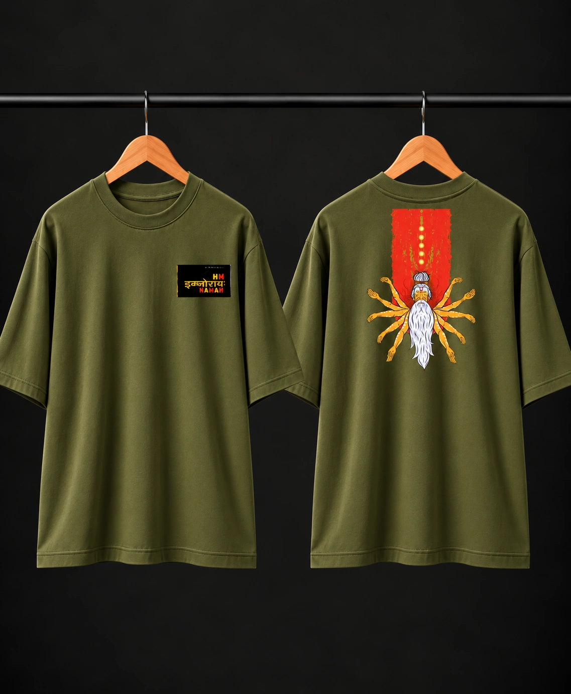 Men’s Black Indian Mystic Graphic Oversized T-Shirt – Front & Back Print
