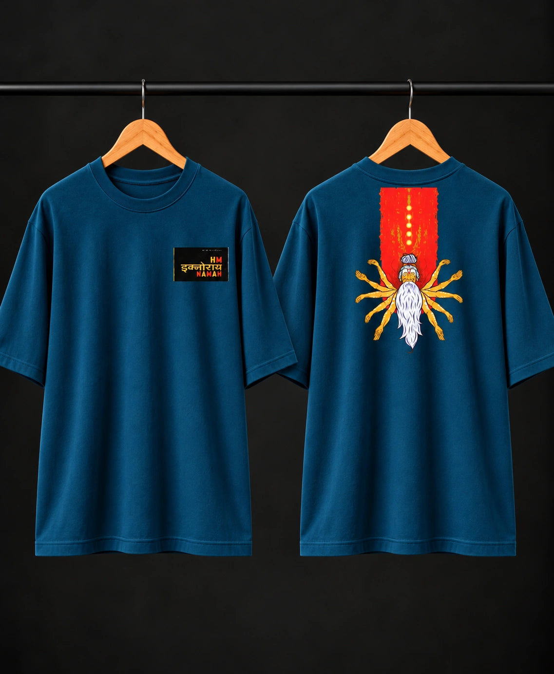 Men’s Black Indian Mystic Graphic Oversized T-Shirt – Front & Back Print