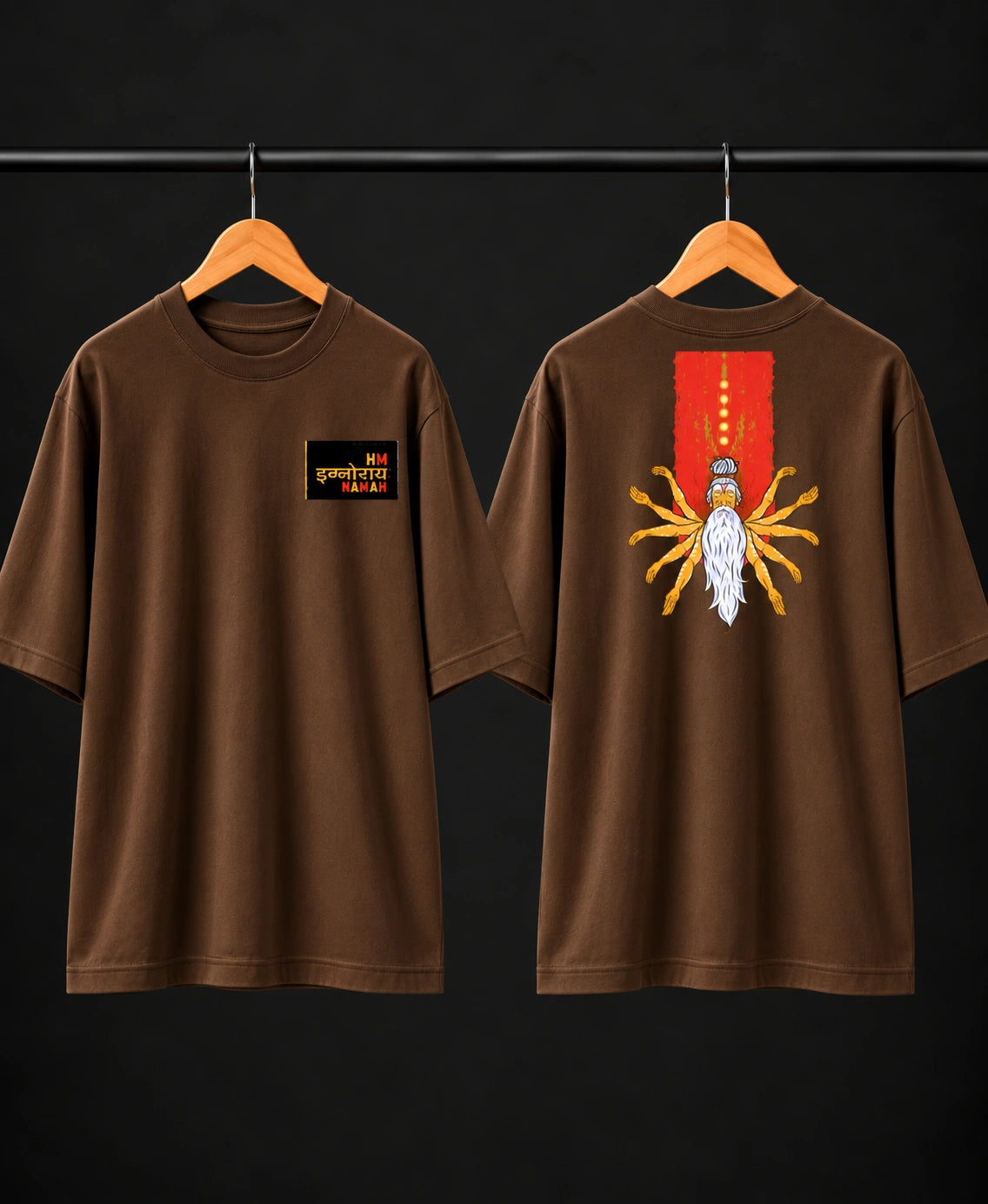 Men’s Black Indian Mystic Graphic Oversized T-Shirt – Front & Back Print