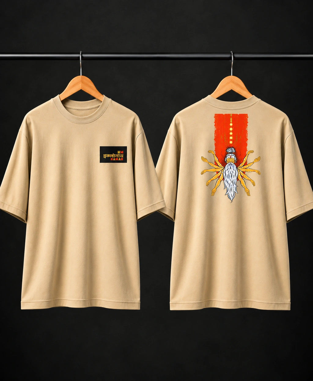 Men’s Black Indian Mystic Graphic Oversized T-Shirt – Front & Back Print