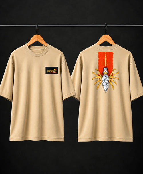 Men’s Black Indian Mystic Graphic Oversized T-Shirt – Front & Back Print