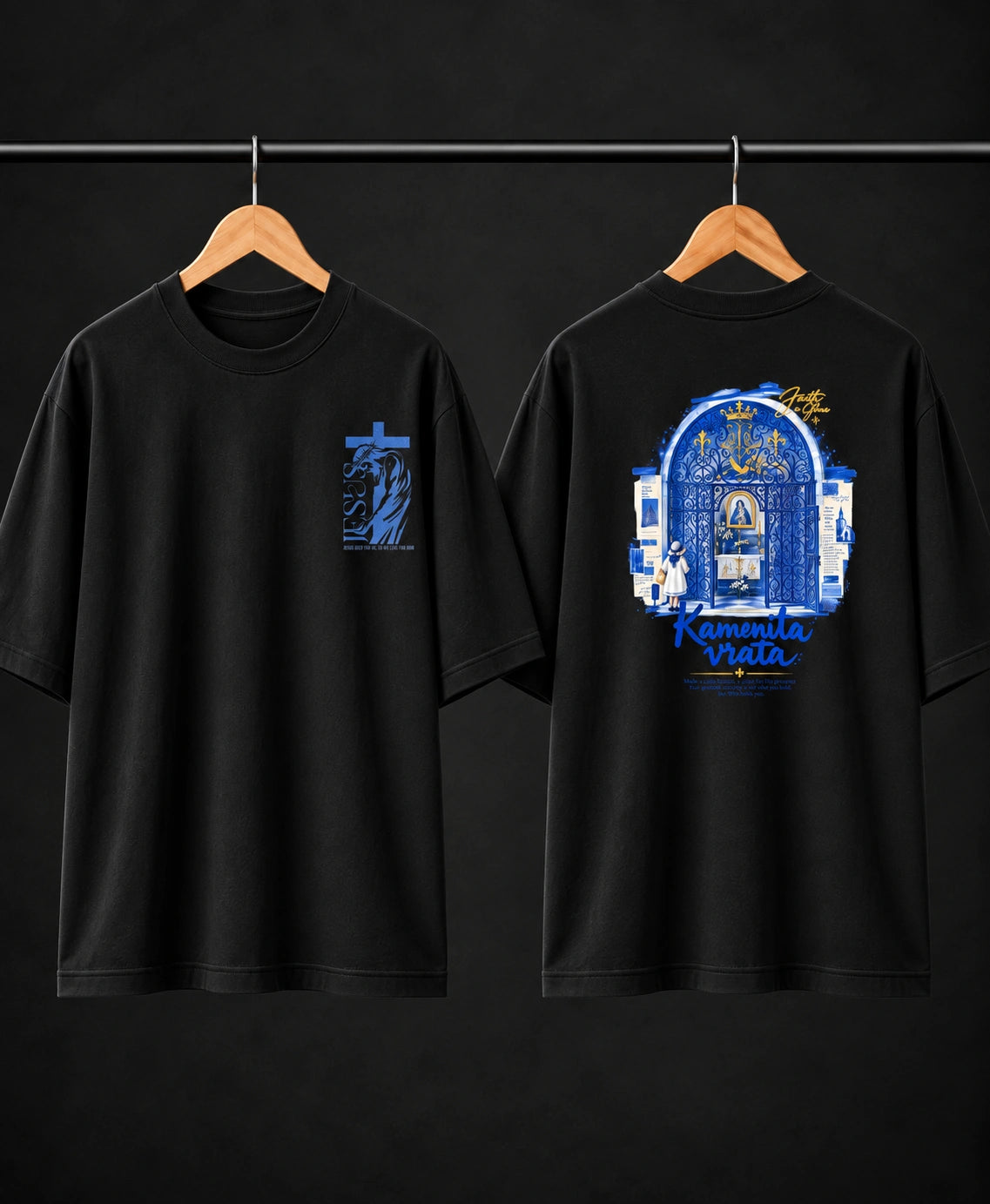 Men’s Beige Jesus Faith Graphic Oversized T-Shirt – Front & Back Print
