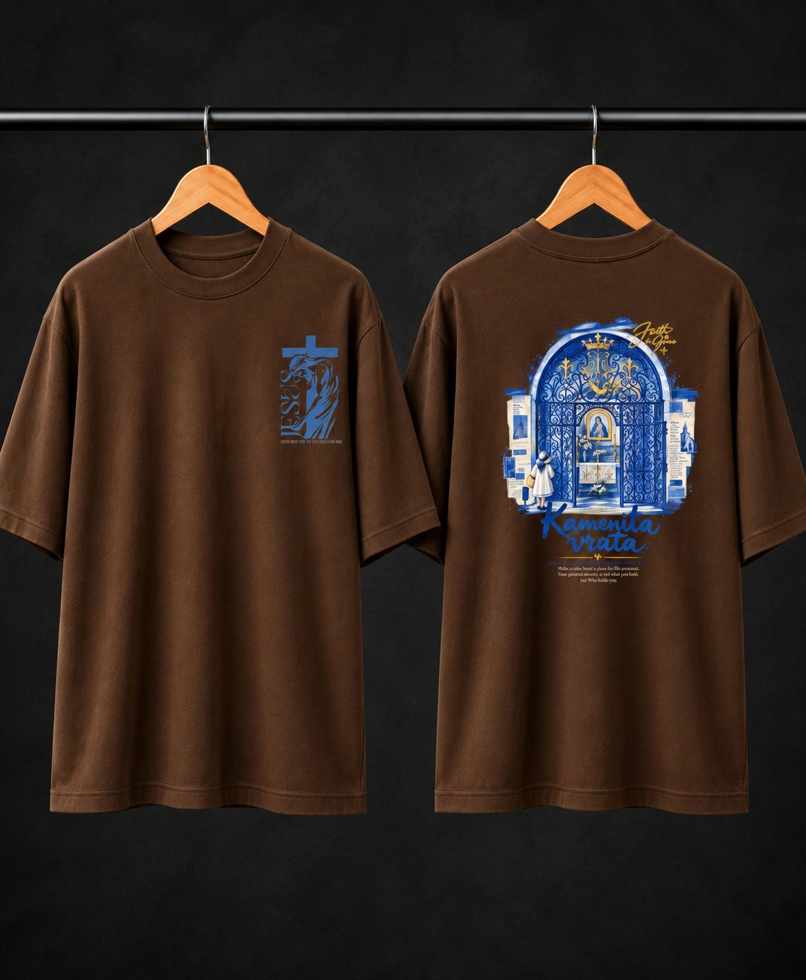 Men’s Beige Jesus Faith Graphic Oversized T-Shirt – Front & Back Print