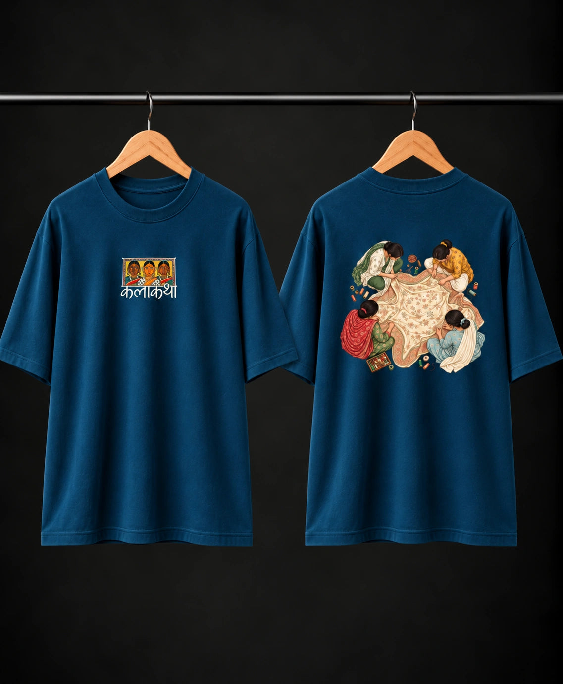 Men’s Olive Green Kalakriya Indian Art Oversized T-Shirt – Front & Back Graphic Print