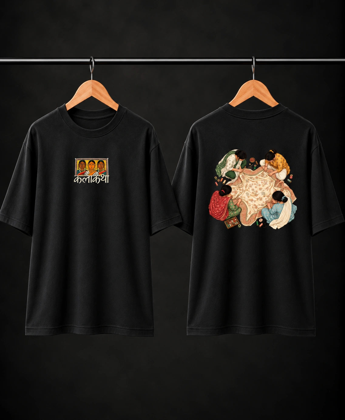 Men’s Olive Green Kalakriya Indian Art Oversized T-Shirt – Front & Back Graphic Print