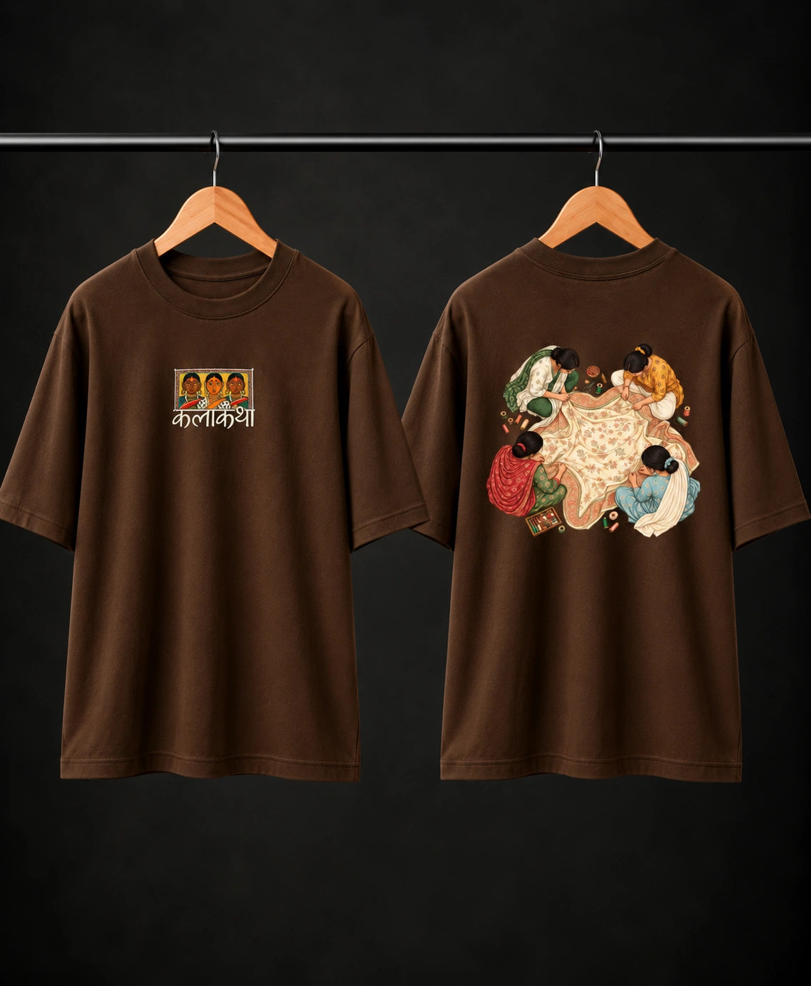Men’s Olive Green Kalakriya Indian Art Oversized T-Shirt – Front & Back Graphic Print