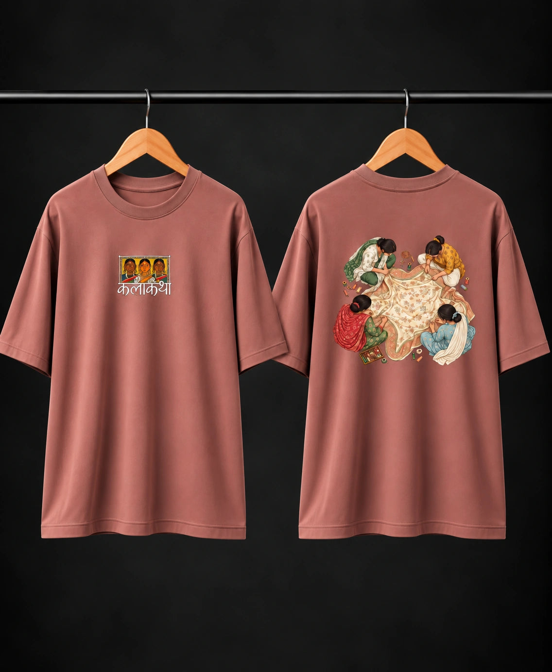 Men’s Olive Green Kalakriya Indian Art Oversized T-Shirt – Front & Back Graphic Print