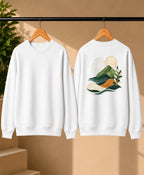Men’s Navy Blue Nature Landscape Graphic Printed Sweatshirt – Crew Neck Casual Winter Wear