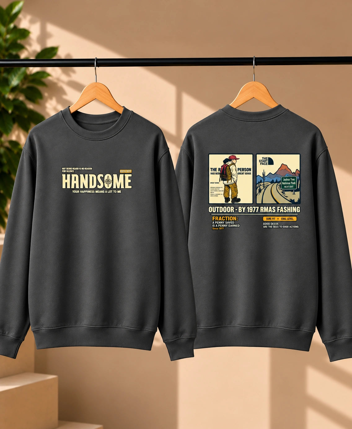 Men’s Black Outdoor Adventure Graphic Sweatshirt – Front & Back Print