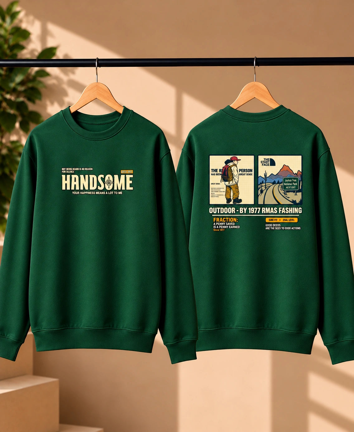 Men’s Black Outdoor Adventure Graphic Sweatshirt – Front & Back Print