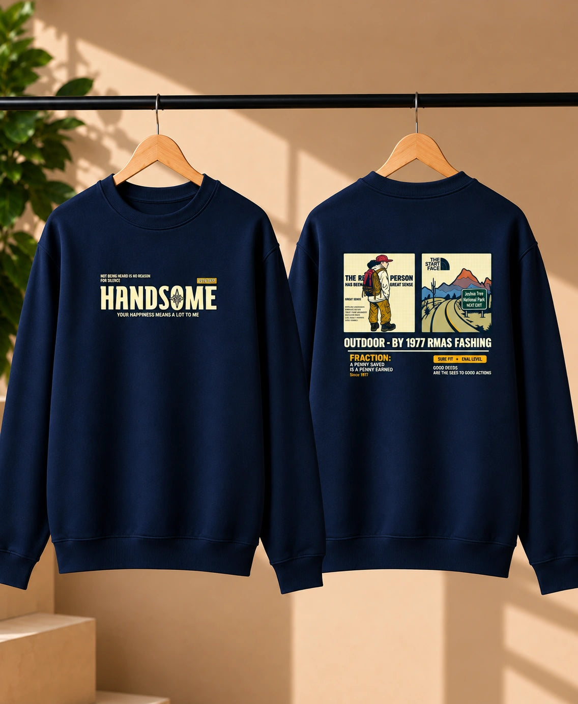 Men’s Black Outdoor Adventure Graphic Sweatshirt – Front & Back Print