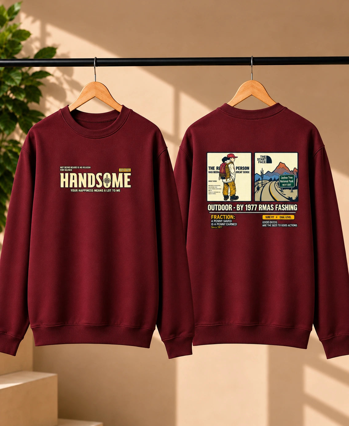 Men’s Black Outdoor Adventure Graphic Sweatshirt – Front & Back Print