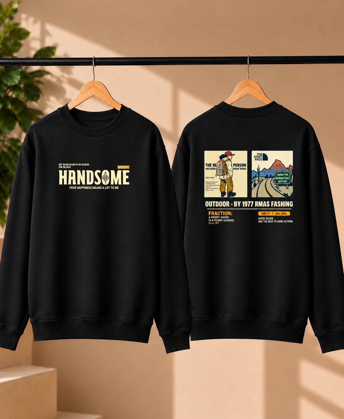 Men’s Black Outdoor Adventure Graphic Sweatshirt – Front & Back Print