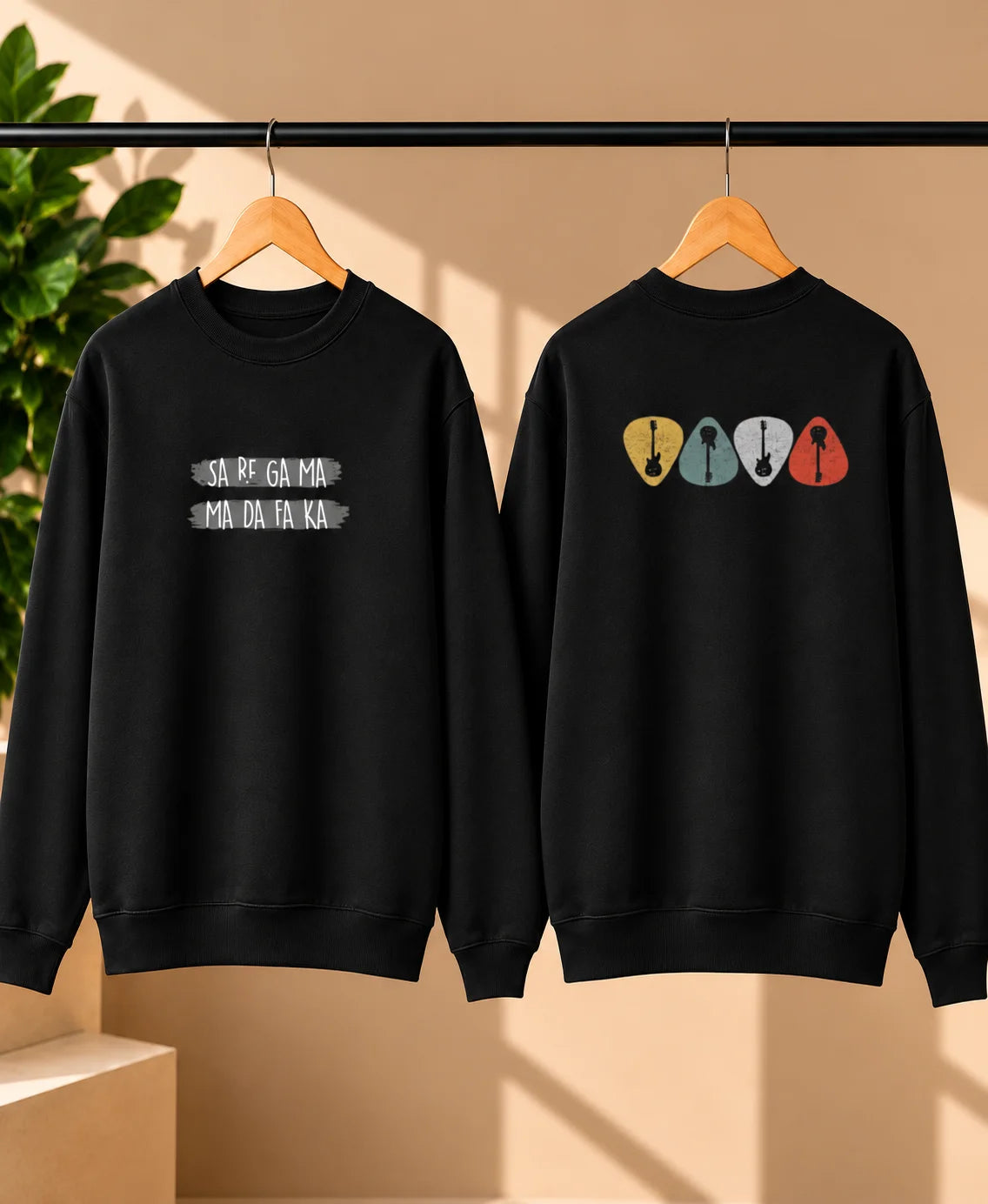 Men’s Charcoal Grey Sa Re Ga Ma Music Graphic Printed Sweatshirt – Crew Neck Casual Wear