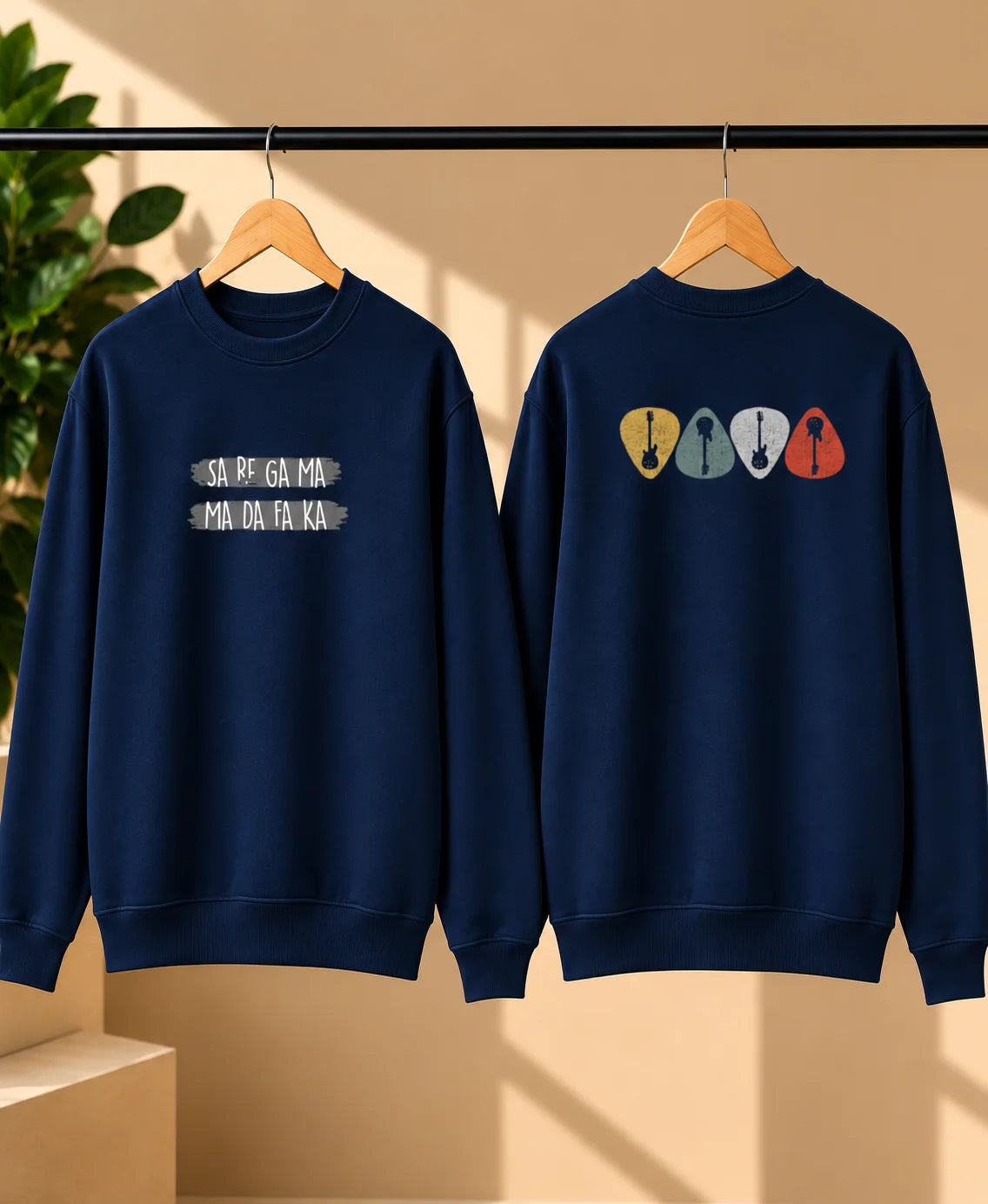 Men’s Charcoal Grey Sa Re Ga Ma Music Graphic Printed Sweatshirt – Crew Neck Casual Wear