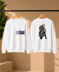 Men’s Maroon Born to Ride Biker Graphic Printed Sweatshirt – Front & Back Motorcycle Design