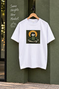 Men’s Olive Green Regular Fit Graphic T-Shirt – Cool Meditating Cat Printed Tee