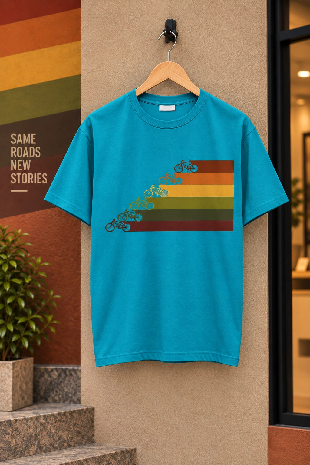 Men’s Chocolate Brown Regular Fit Bicycle Graphic T-Shirt – Retro Ride Printed Tee