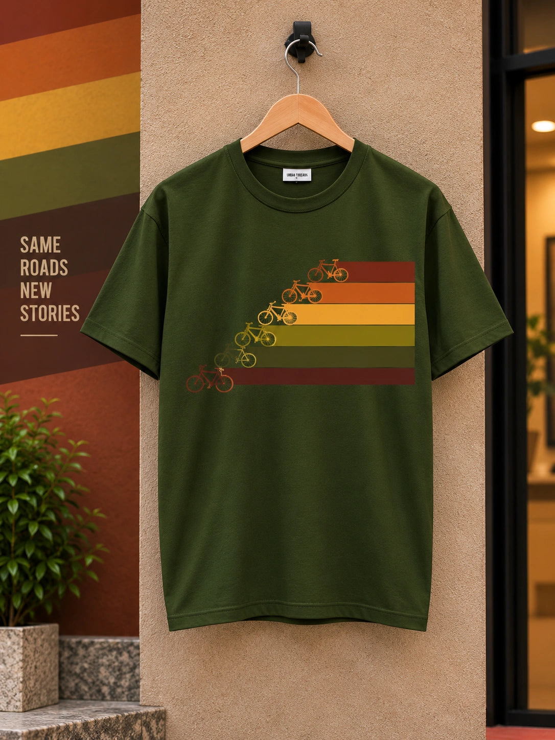 Men’s Chocolate Brown Regular Fit Bicycle Graphic T-Shirt – Retro Ride Printed Tee