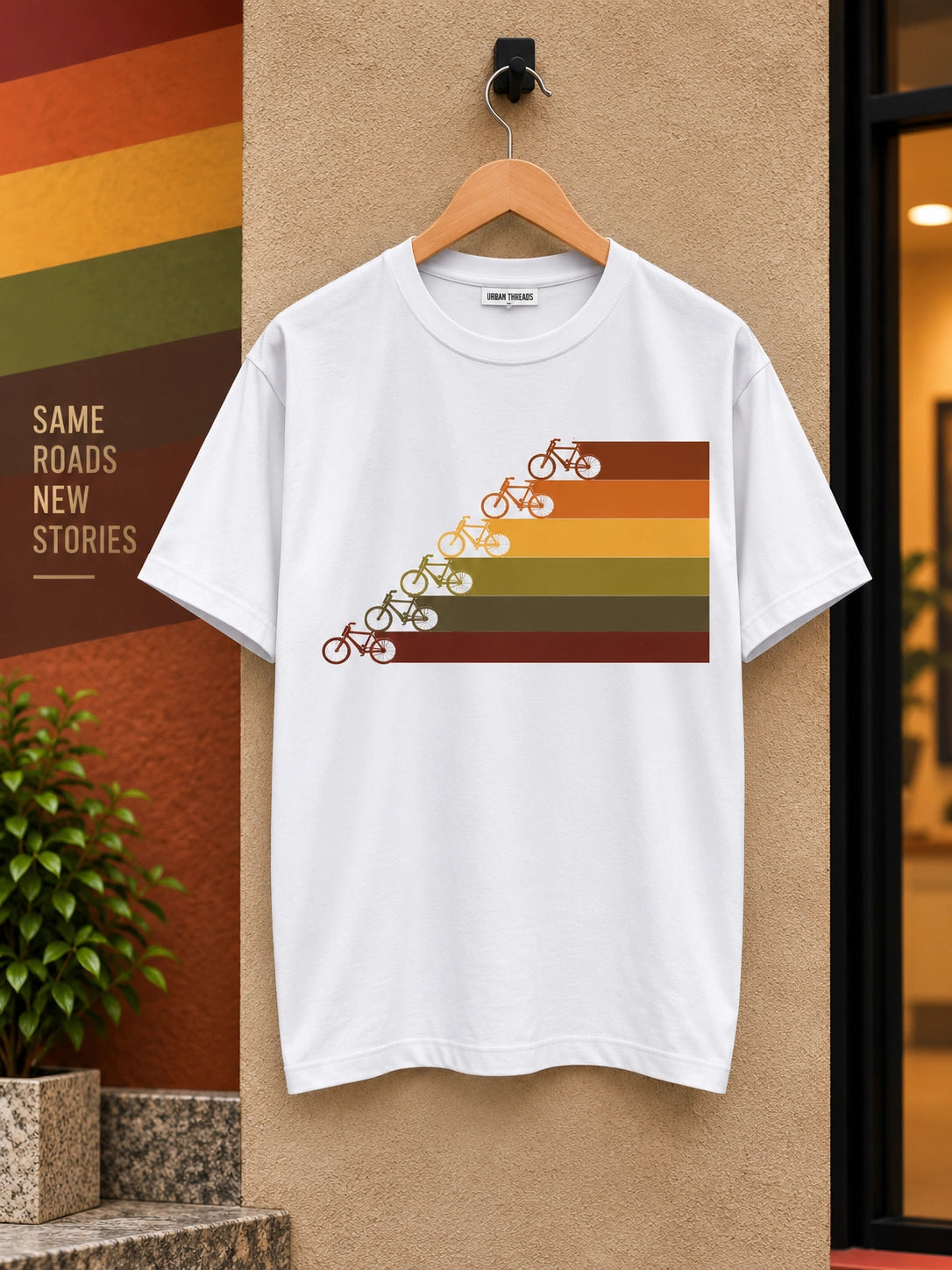 Men’s Chocolate Brown Regular Fit Bicycle Graphic T-Shirt – Retro Ride Printed Tee