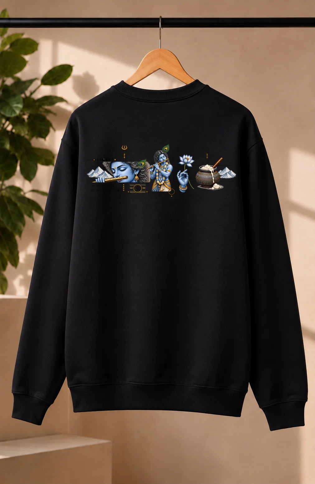 Men’s Charcoal Grey Krishna Spiritual Graphic Sweatshirt