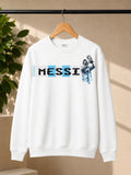 Men’s White Messi Football Graphic Sweatshirt – Champion Inspired Printed Crew Neck