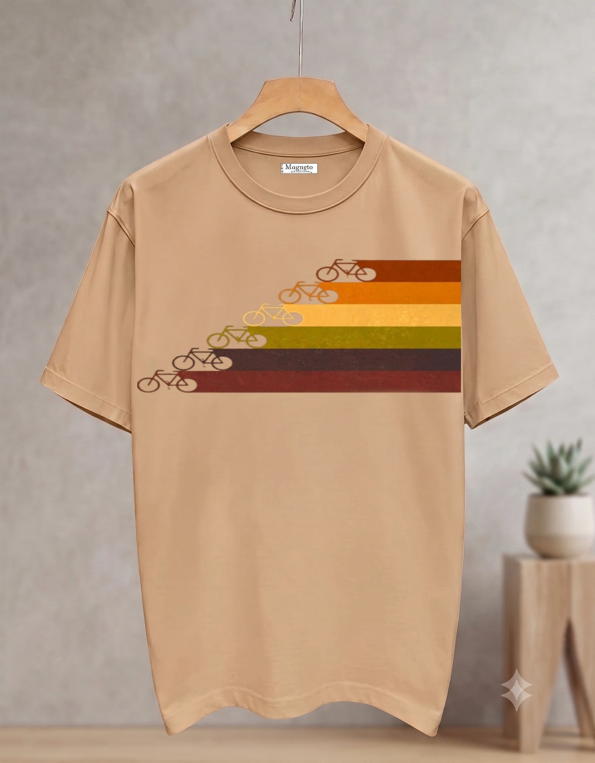 Men’s Chocolate Brown Regular Fit Bicycle Graphic T-Shirt – Retro Ride Printed Tee