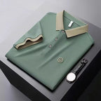 Men’s Premium Sage Green Contrast Collar Polo T-Shirt with Embroidered Logo – Regular Fit