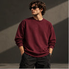 Men’s Premium Burgundy Crew Neck Sweatshirt – Relaxed Fit