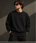 Men’s Premium Black Crew Neck Sweatshirt – Relaxed Fit