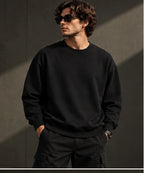 Men’s Premium Black Crew Neck Sweatshirt – Relaxed Fit