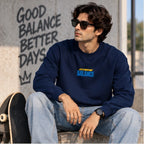 Men’s Navy Blue Extreme Balance Graphic Sweatshirt – Front & Back Print