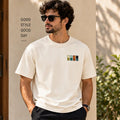 Men’s Off-White Minimal Graphic Oversized T-Shirt – Premium Casual Streetwear Tee