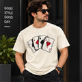 Men’s Off-White Four Aces Playing Cards Graphic Oversized T-Shirt – Streetwear Tee