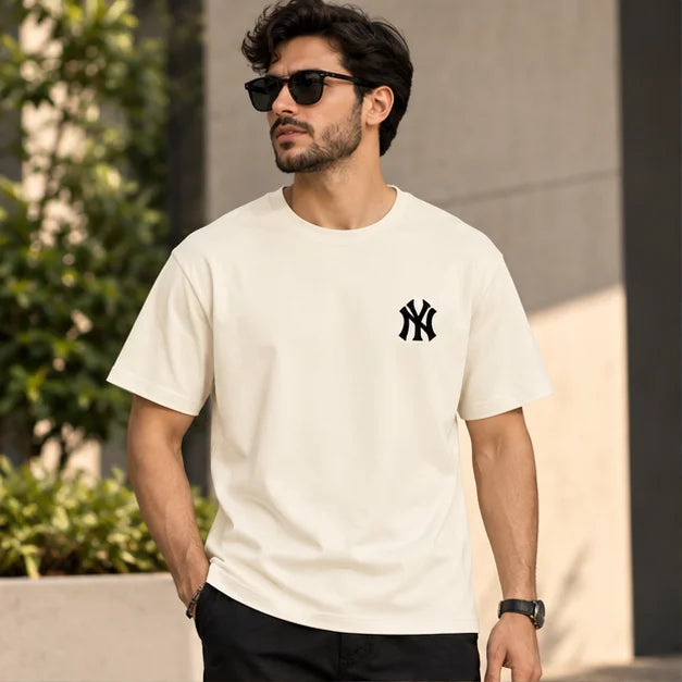 Men’s Off-White NY Logo Oversized T-Shirt – Minimal Streetwear Casual Tee